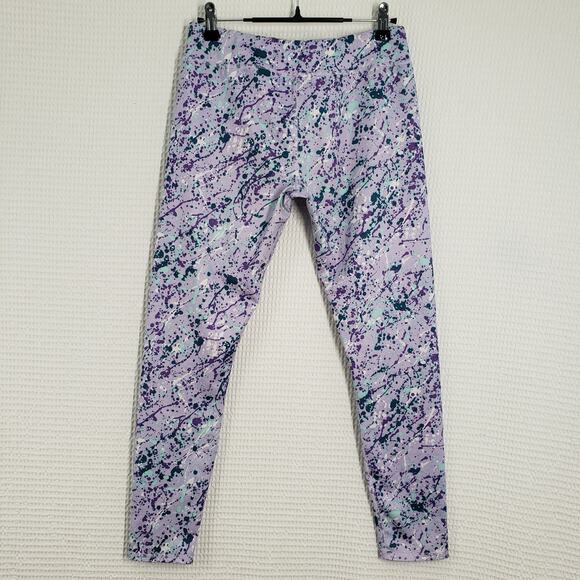 Athletic Works Leggings Girls XL 14-16 Purple Multicolor Paint Splatter Active - Picture 2 of 14